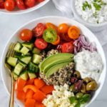 Vegetarian Mediterranean Quinoa Bowl overhead view 3