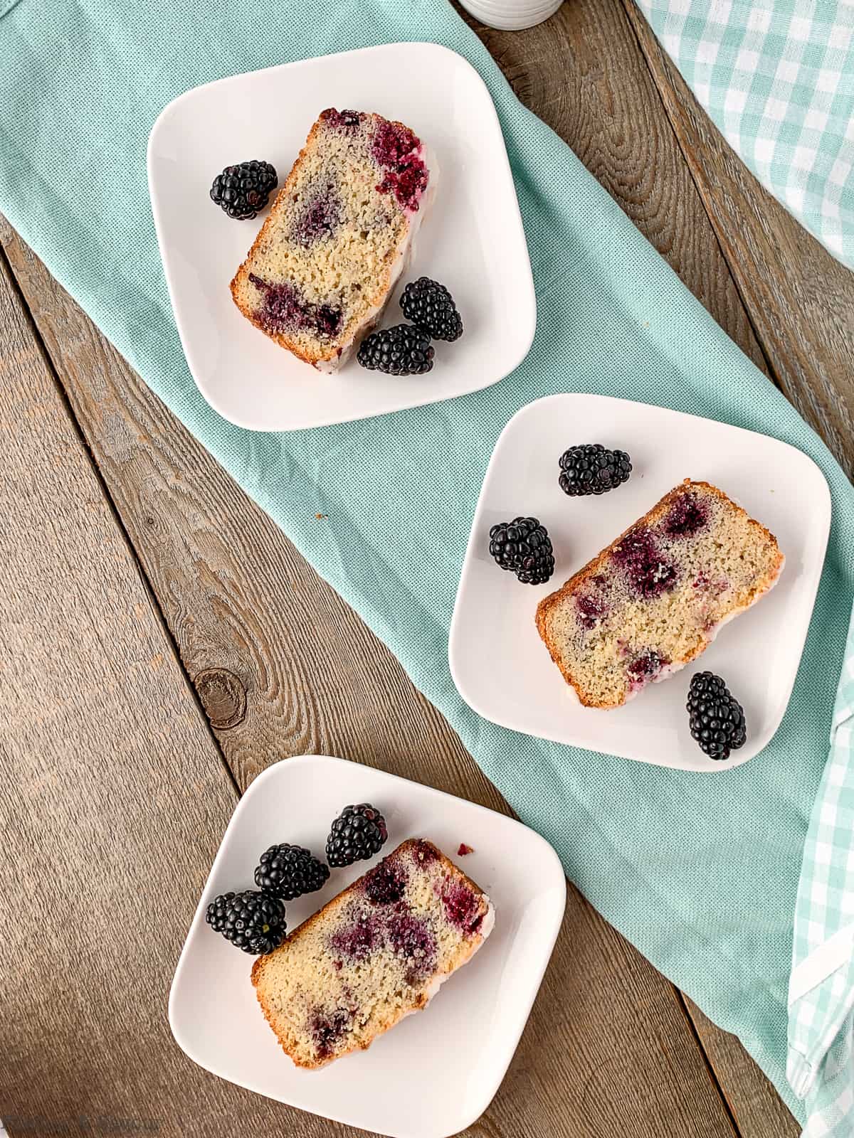 3 plates of keto blackberry bread