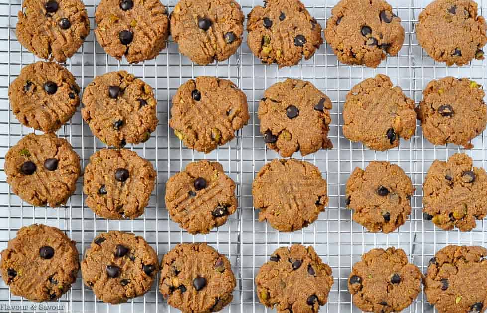 cookies cooling on a wire rack