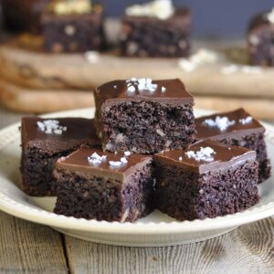 brownies stacked on a plate