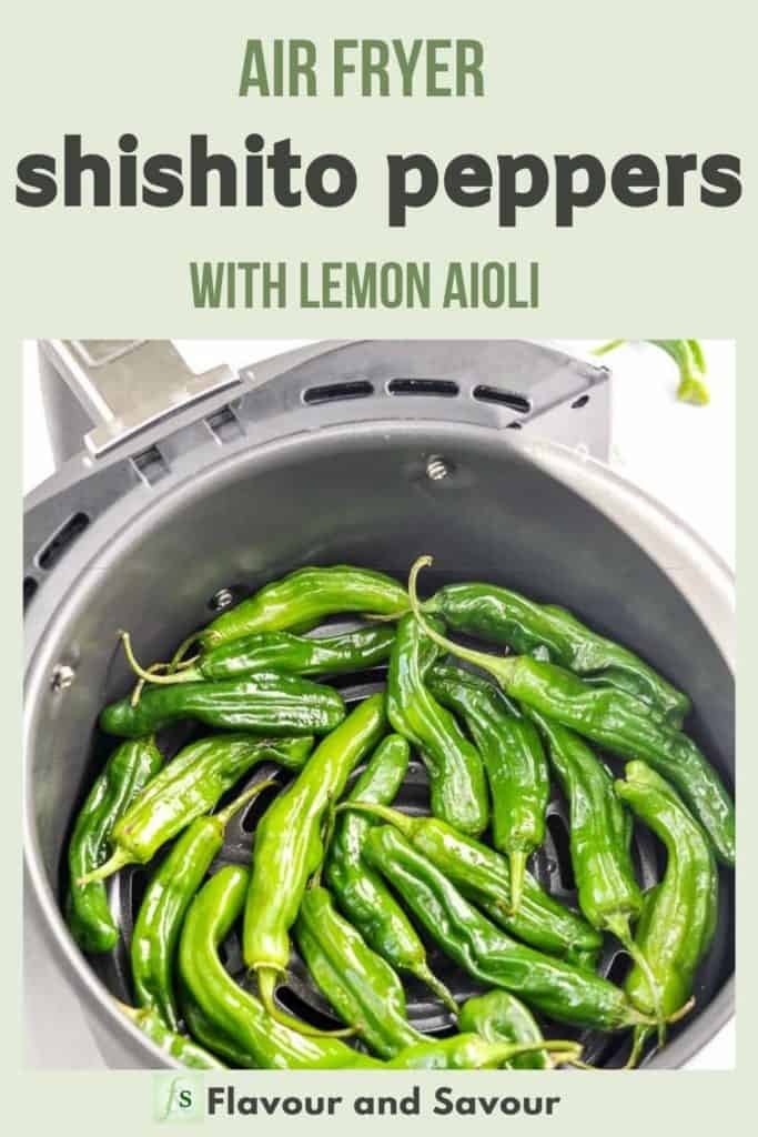 Pinterest pin for Air Fryer Shishito Peppers
