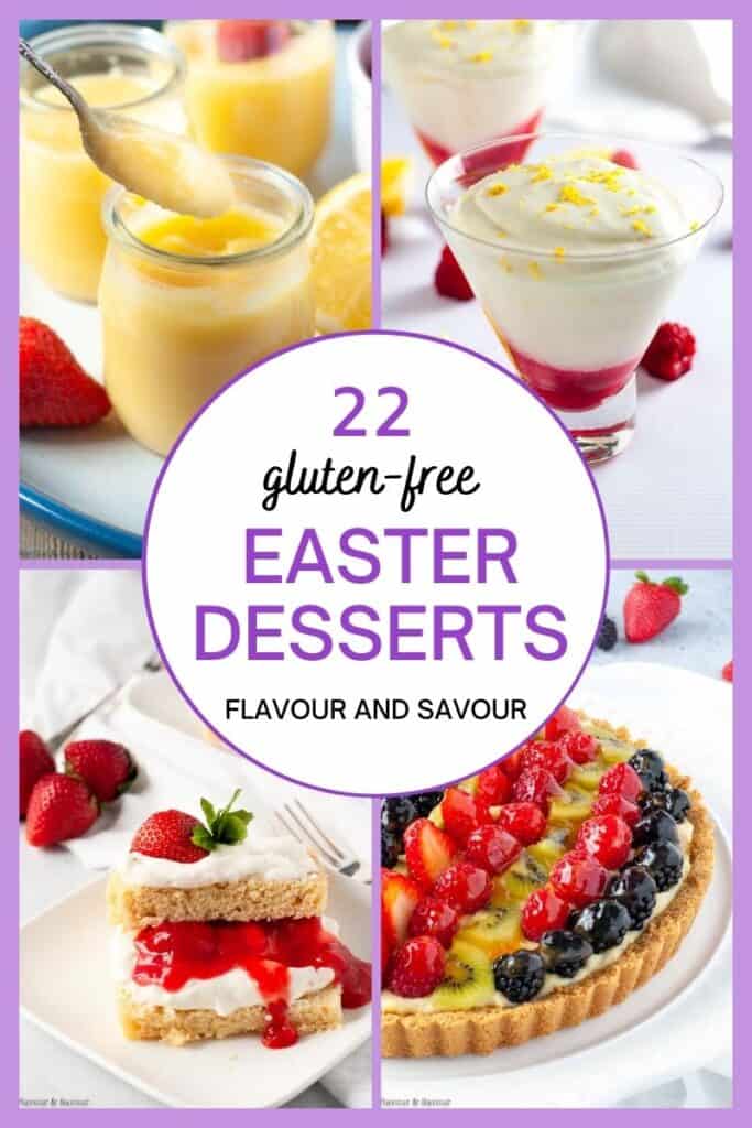 collage image with text overlay for 22 gluten-free Easter desserts.