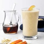 Apple Oatmeal Breakfast Smoothie with maple syrup and fresh apple slices
