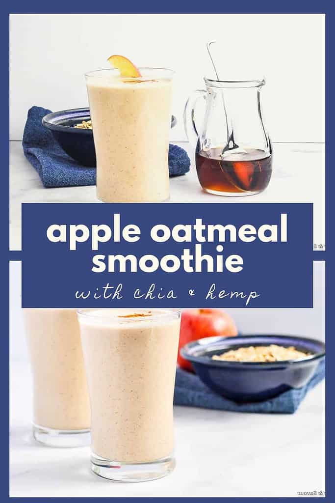 image with text overlay for Apple Oatmeal Smoothie