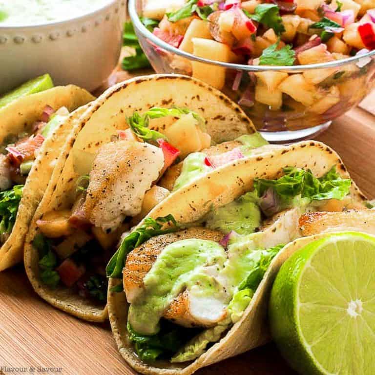 Grilled Fish Tacos with Pineapple Rhubarb Salsa Flavour and Savour