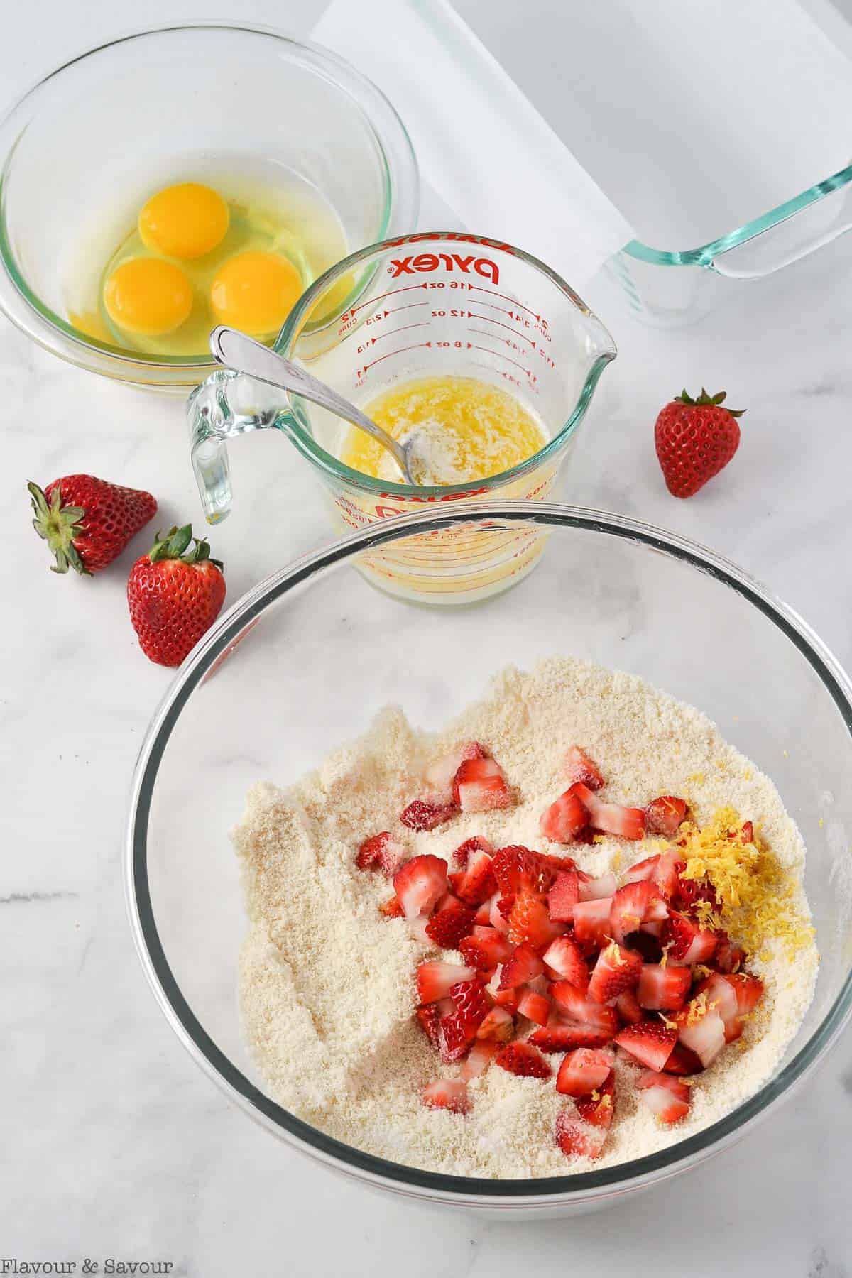 Preparing batter for Strawberry Lemon Loaf