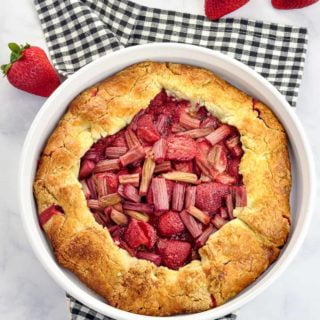 overhead view of Gluten-Free Strawberry Rhubarb Galette