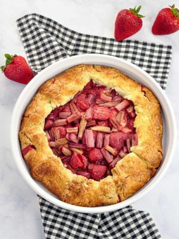 overhead view of Gluten-Free Strawberry Rhubarb Galette