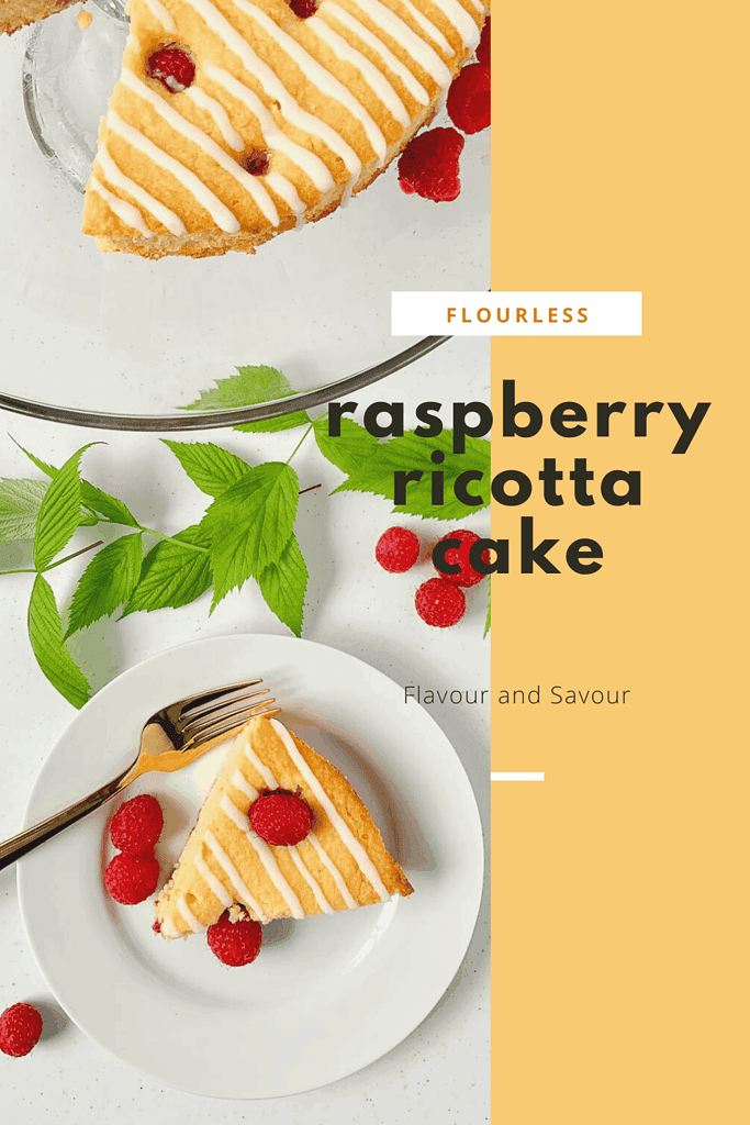Pinterest pin for Flourless Raspberry Ricotta Cake