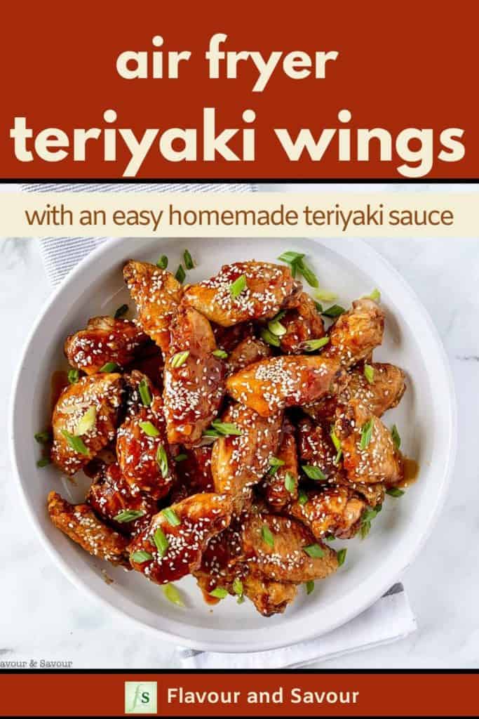 Pinterest Pin for Air Fryer Teriyaki Chicken Wings