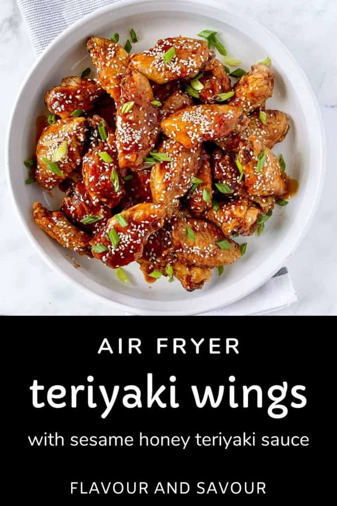 Pinterest Pin for Air Fryer Teriyaki Chicken Wings