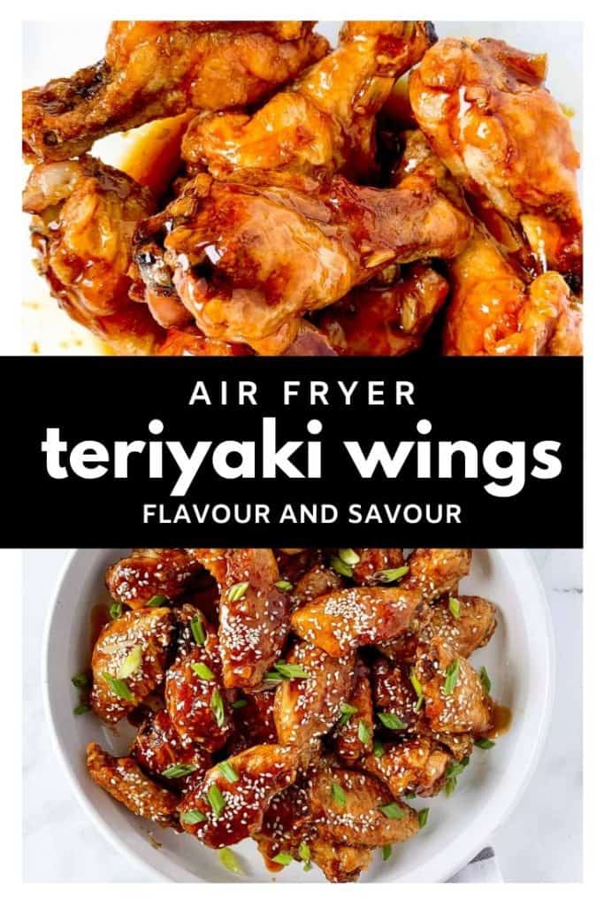Pinterest Pin for Air Fryer Teriyaki Chicken Wings