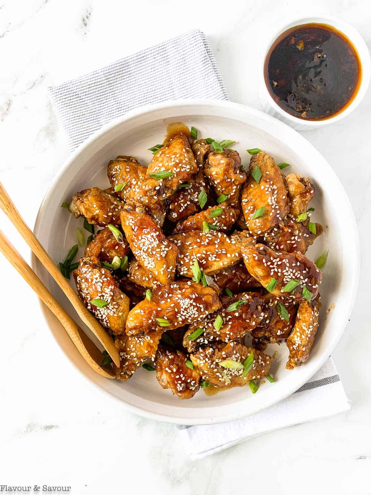 Air Fryer Teriyaki Chicken Wings with dipping sauce