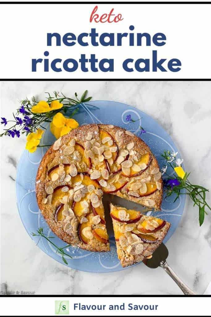 PInterest pin for Keto Flourless Nectarine Ricotta Cake