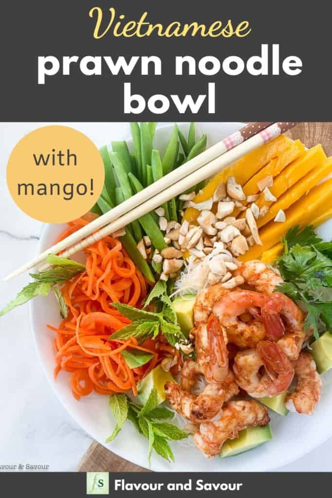Vietnamese Prawn Noodle Bowl with text overlay