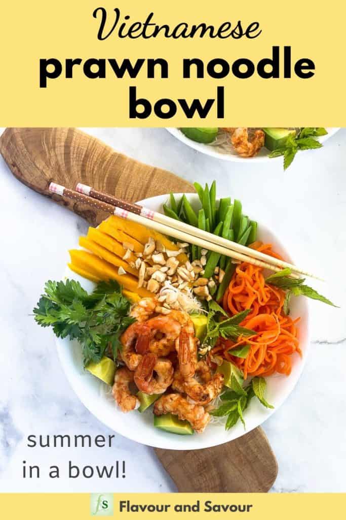Pinterest Pin for Vietnamese Prawn Noodle Bowl