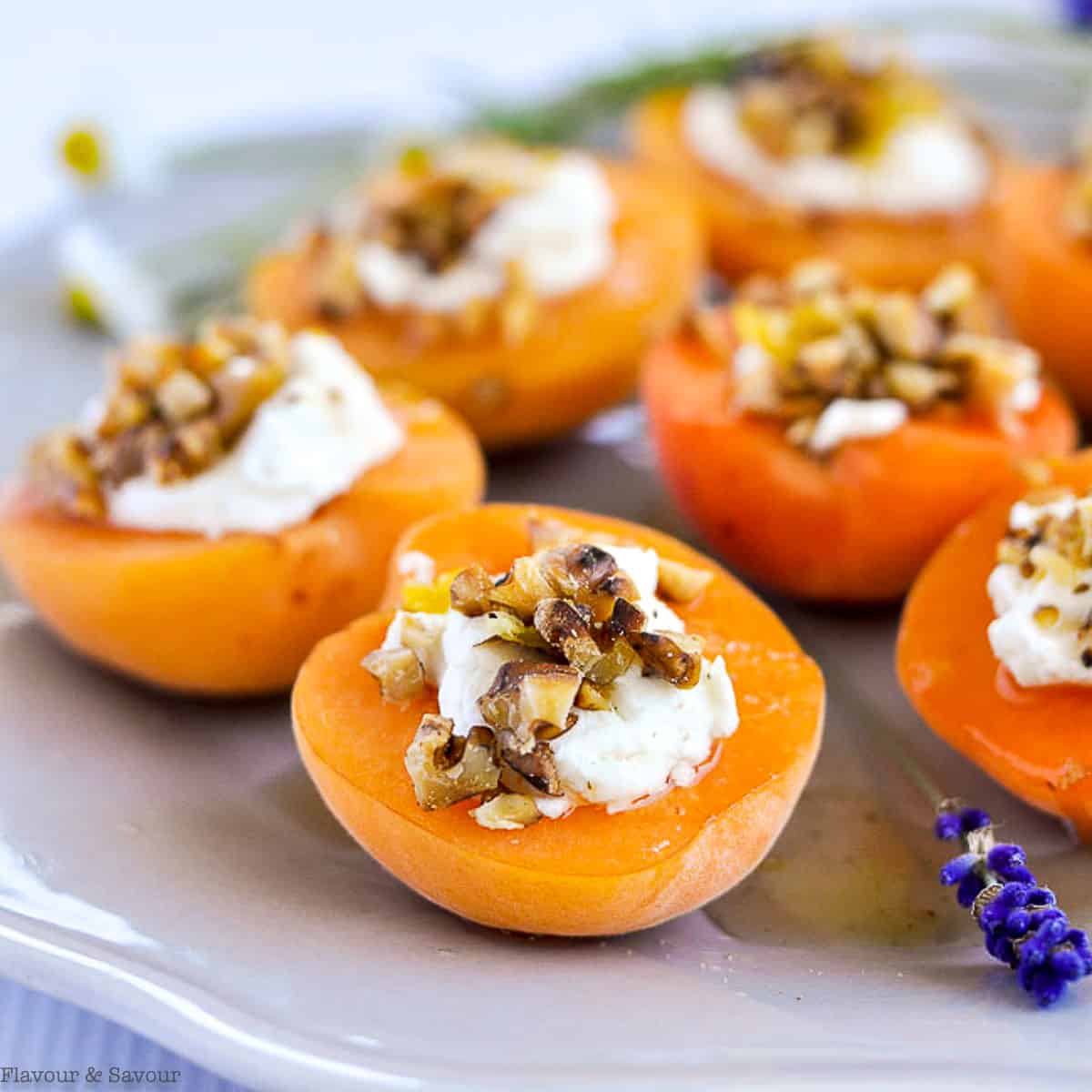 Fresh Apricots with Goat Cheese and Lavender HoneyFlavour and Savour