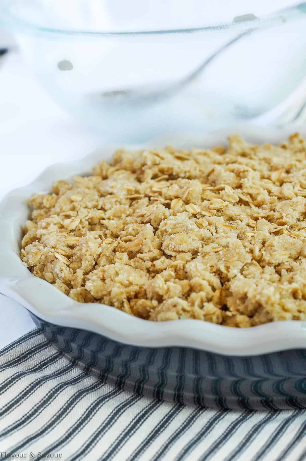 Peach Crisp with Bourbon read to bake.