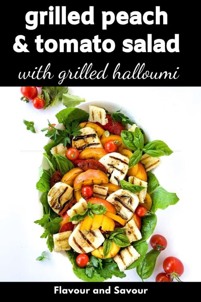 Pinterest image for Grilled Peach and Tomato Salad