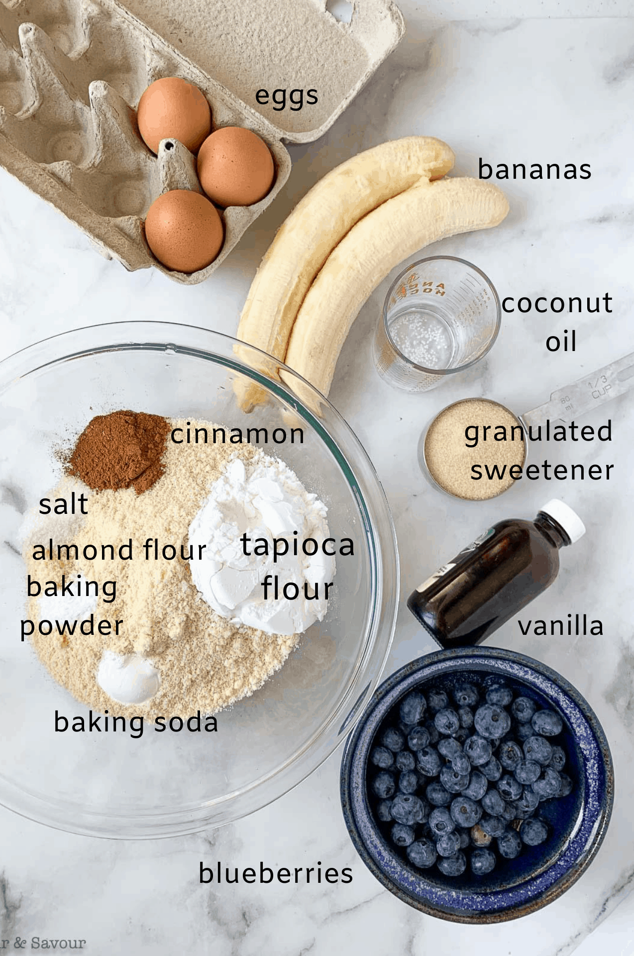 Ingredients for Blueberry Banana Bread