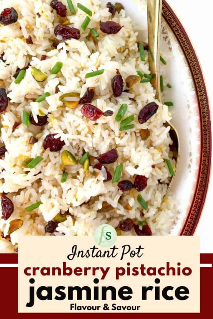 text and image for instant pot cranberry jasmine rice