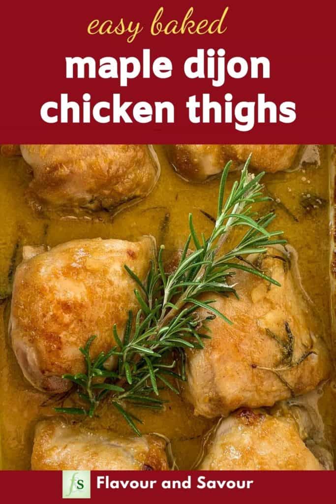 Pinterest image for Maple Dijon Chicken Thighs with text overlay 1