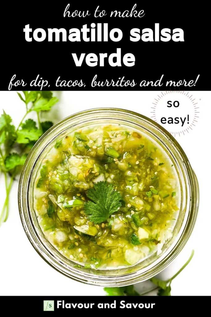 Image with text overlay for How to Make Tomatillo Salsa Verde