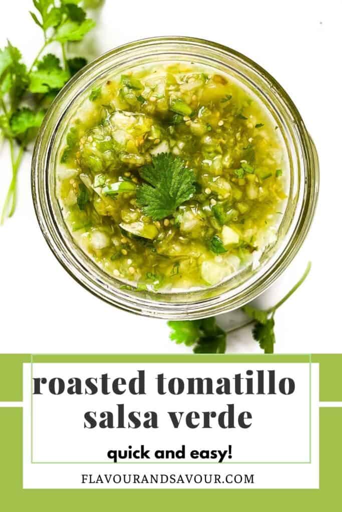 text and image for roasted tomatillo salsa verde