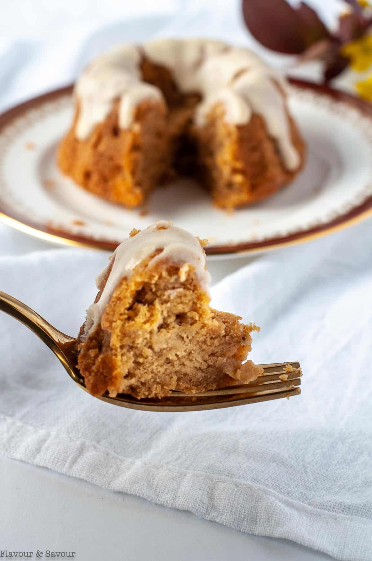 A forkful of Apple Bundt Cake 