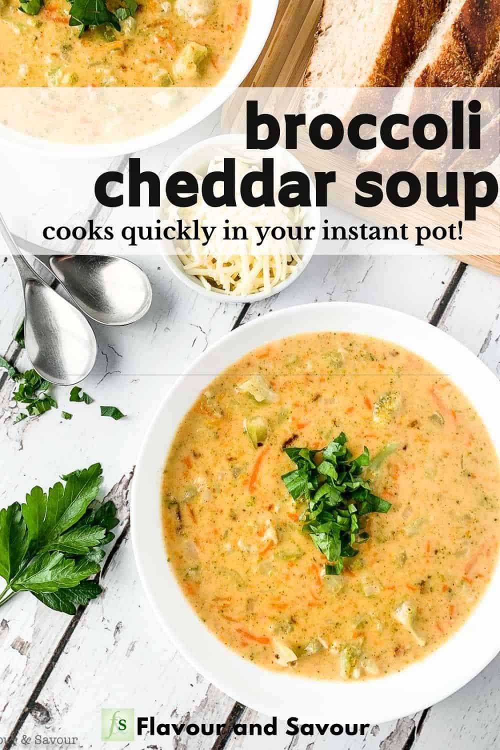 Broccoli White Cheddar Soup image and text