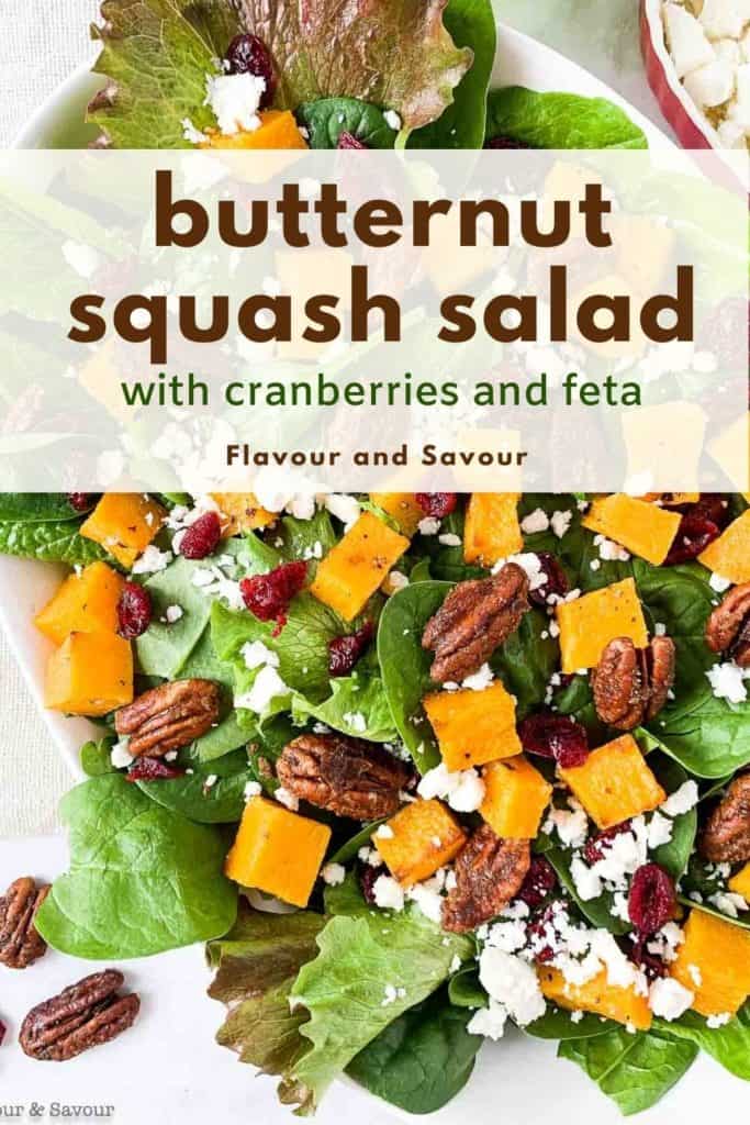 Image with text overlay for Butternut Squash Salad