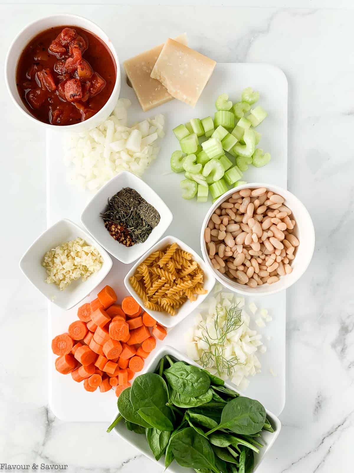 Ingredients for Instant Pot Minestrone Soup.