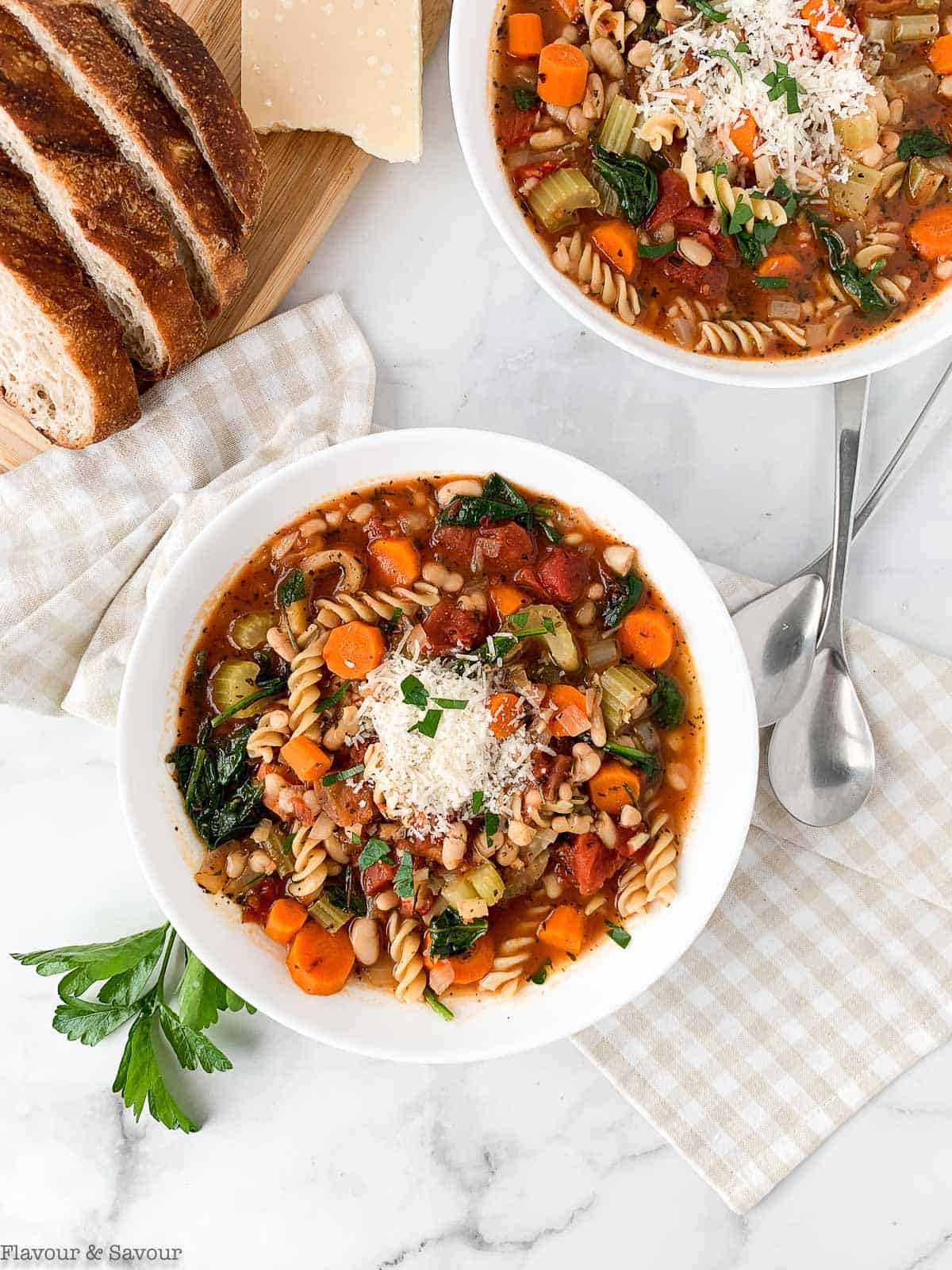 Overhead view of Instant Pot Minestrone Soup