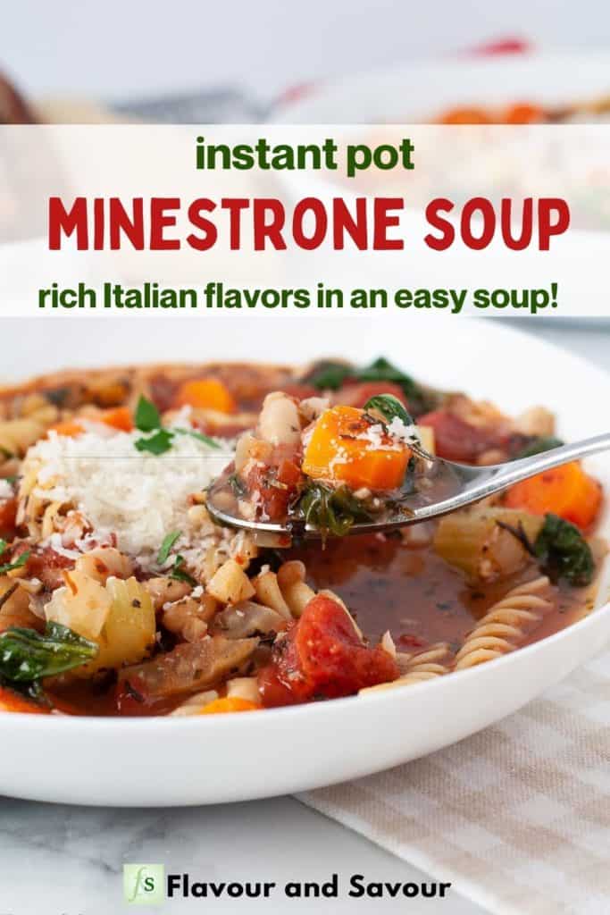 Image and text overlay for Instant Pot Easy Minestrone Soup