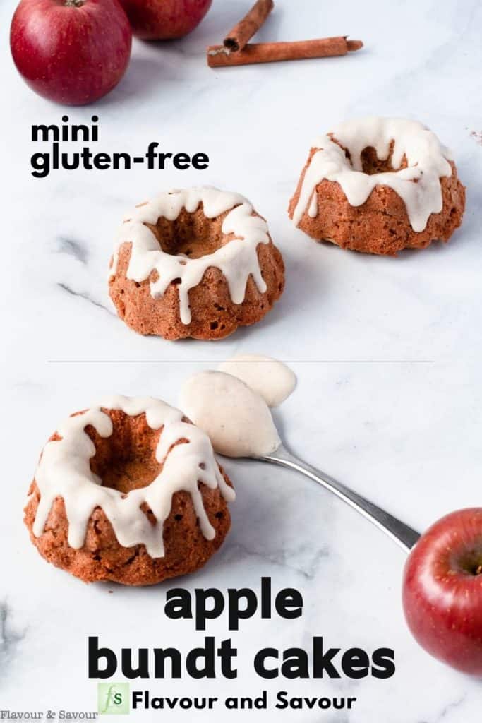 Pinterest pin with text for Mini Gluten-Free Apple Bundt Cakes