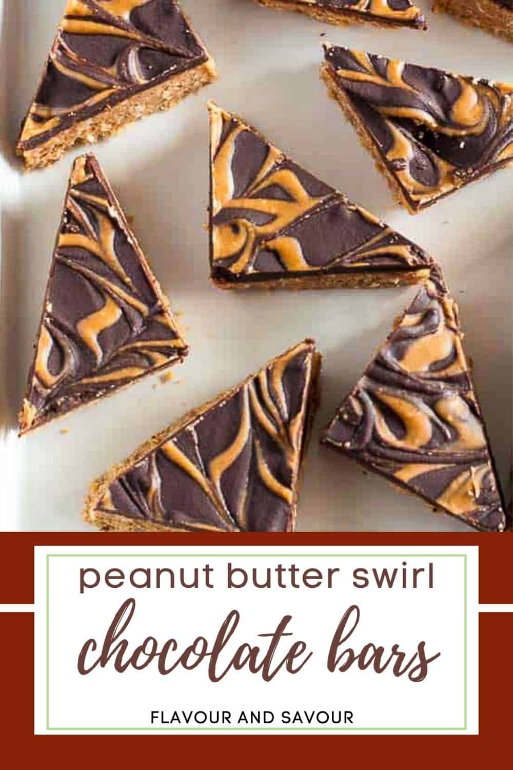 image and text for peanut butter swirl chocolate bars