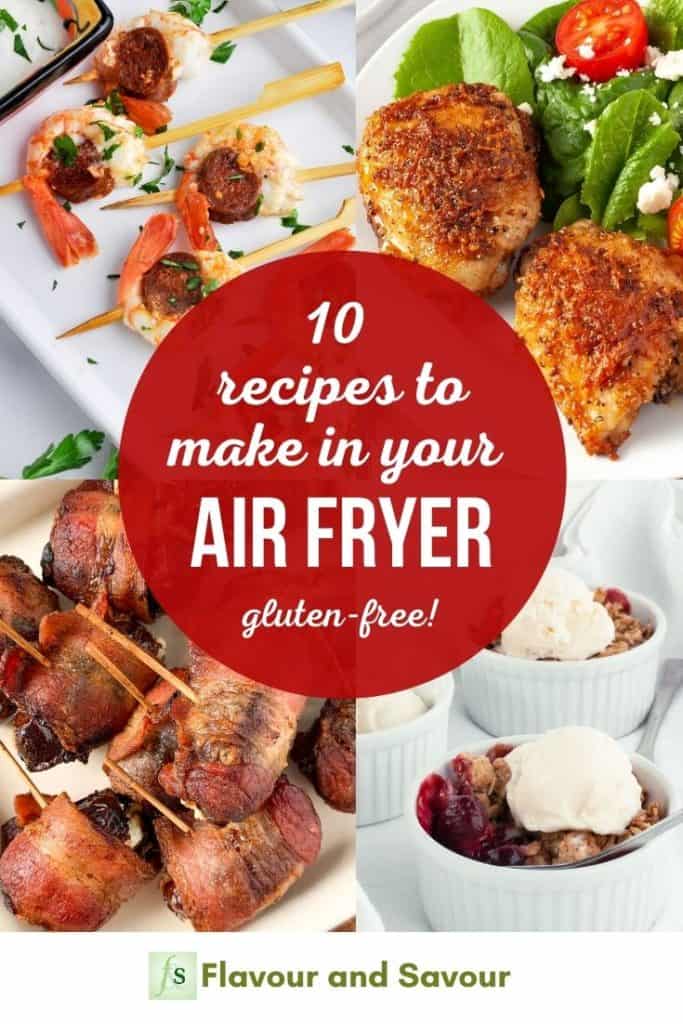 Image and text overlay for 10 recipes to make in your air fryer