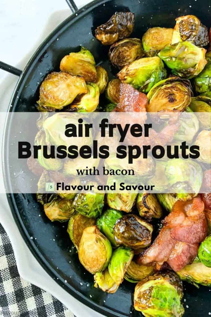 Image and text overlay Air Fryer Brussels Sprouts