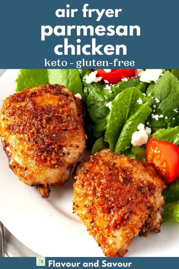 text and image for air fryer garlic parmesan chicken