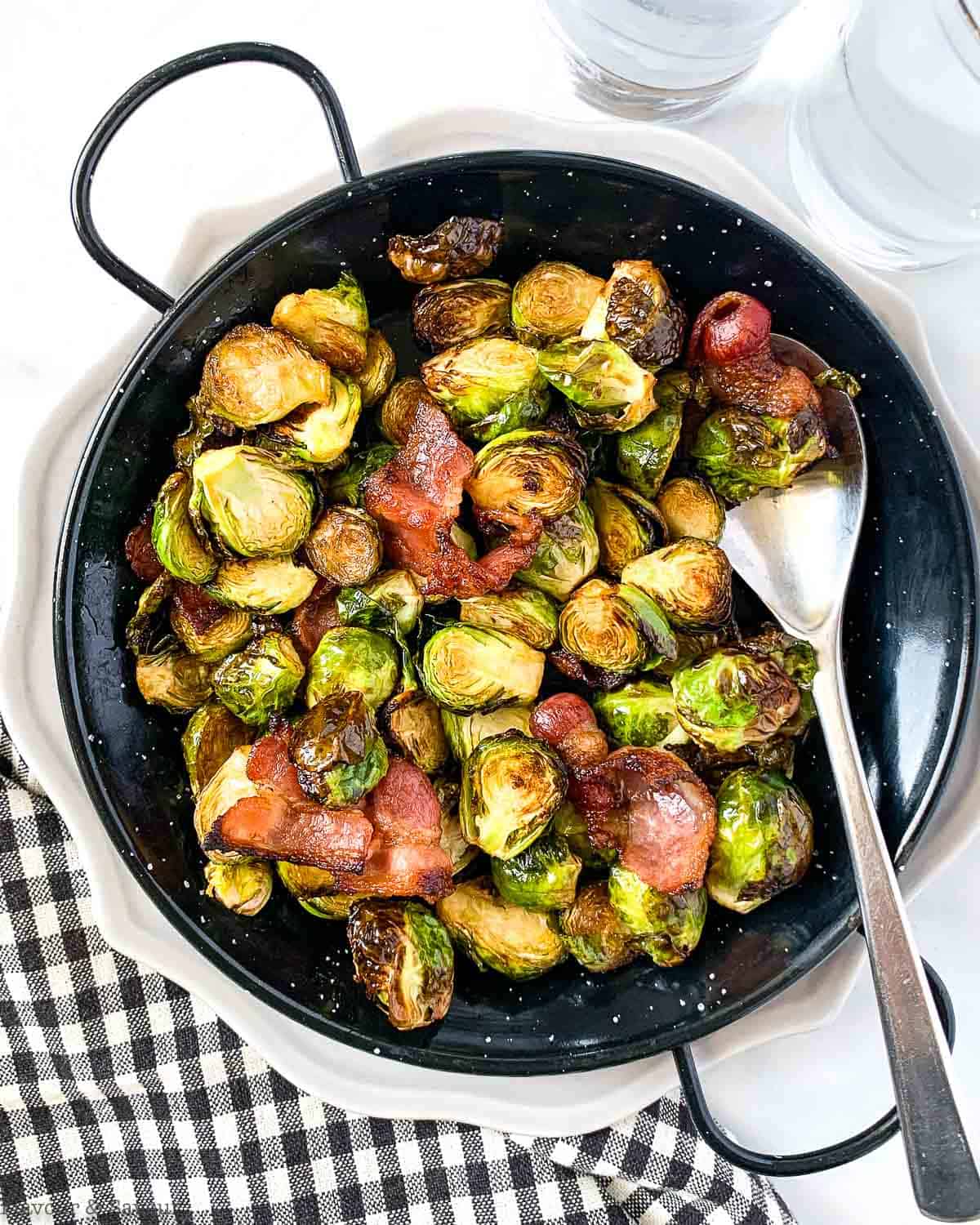 Air Fryer Balsamic Brussels Sprouts with Bacon Flavour and Savour
