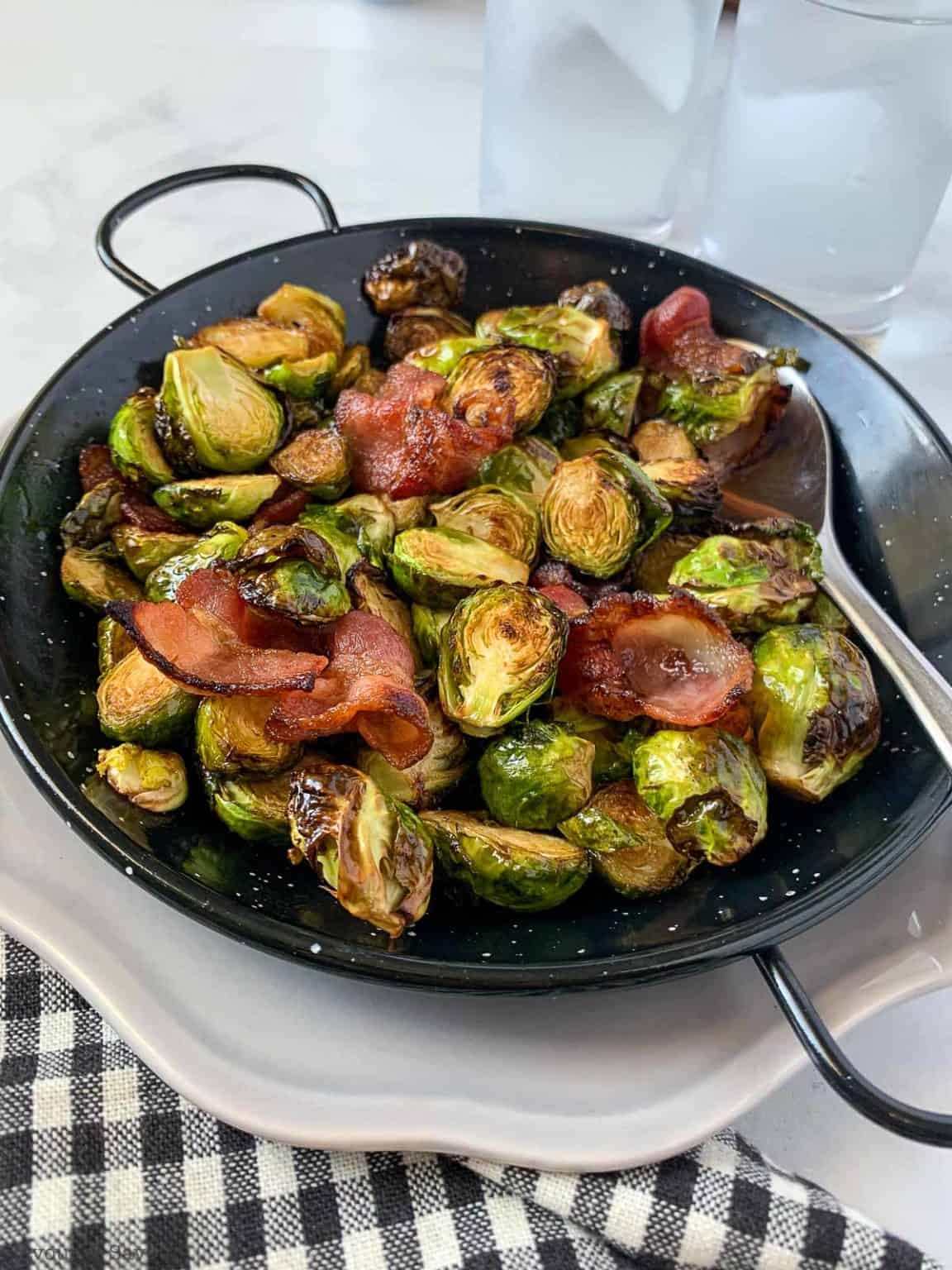 Air Fryer Balsamic Brussels Sprouts with Bacon Flavour and Savour
