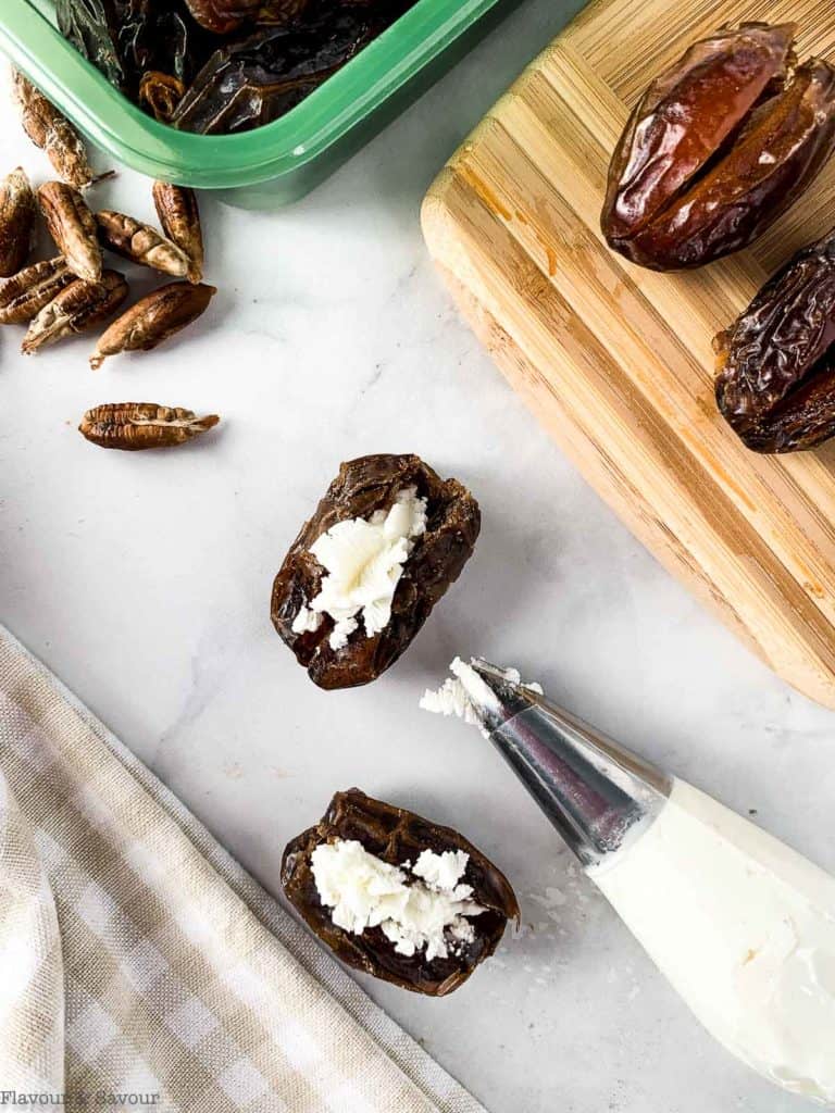 filling dates with goat cheese