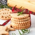 A stack of rosemary cookies tied with a ribbon