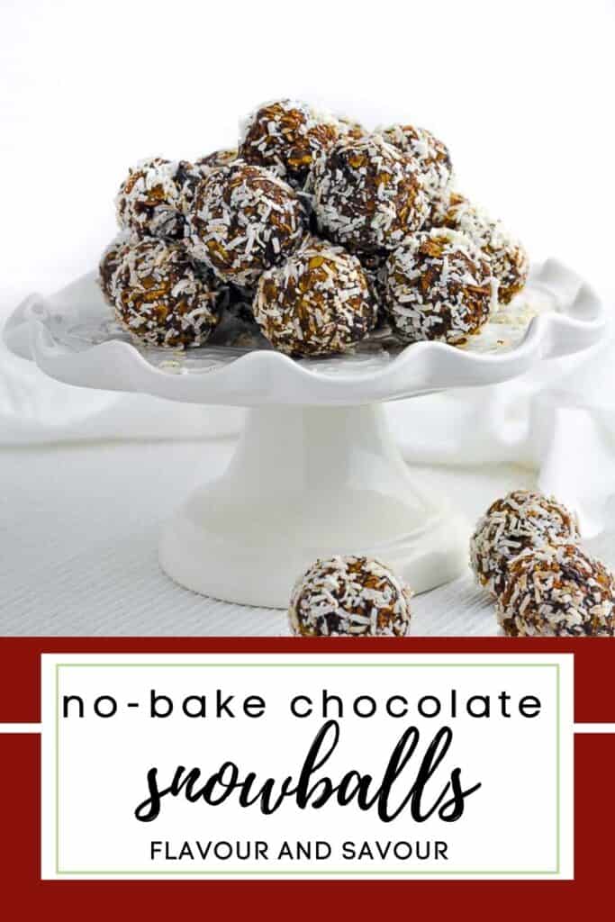 no-bake chocolate snowballs pin