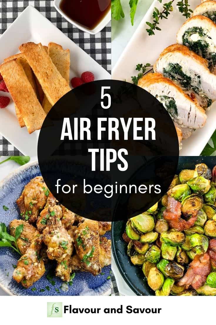 Text and Image Collage for 5 Air Fryer Tips for Beginners