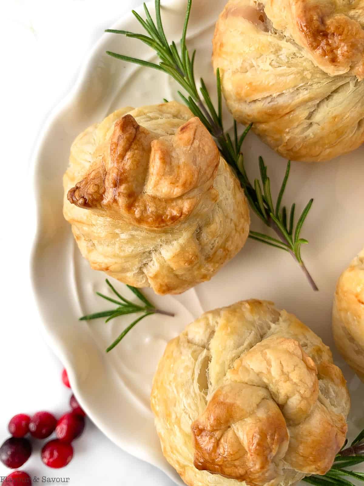 Close up view of Mini Brie en croute