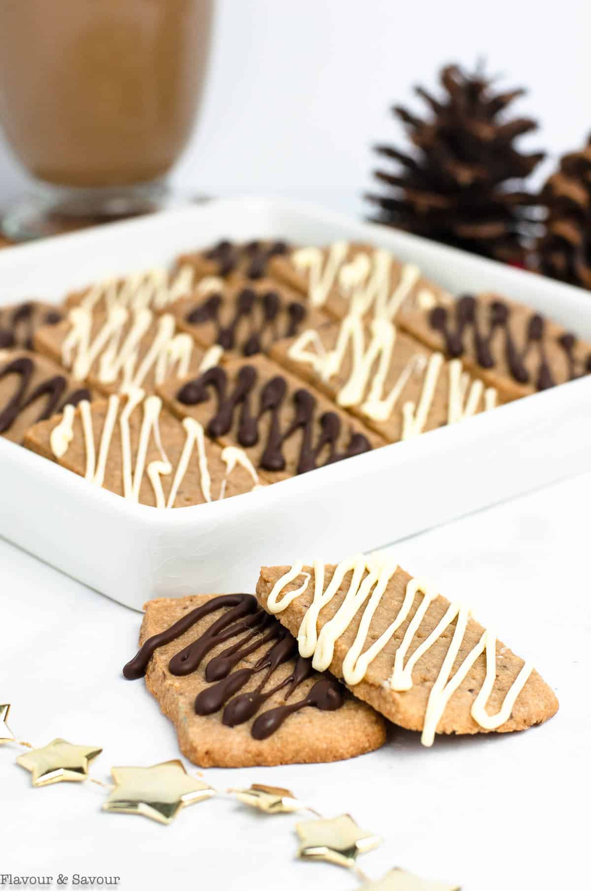Close up view of Grain-Free Espresso Shortbread Cookies