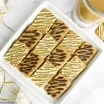 Overhead view of Espresso Shortbread Cookies on a square plate