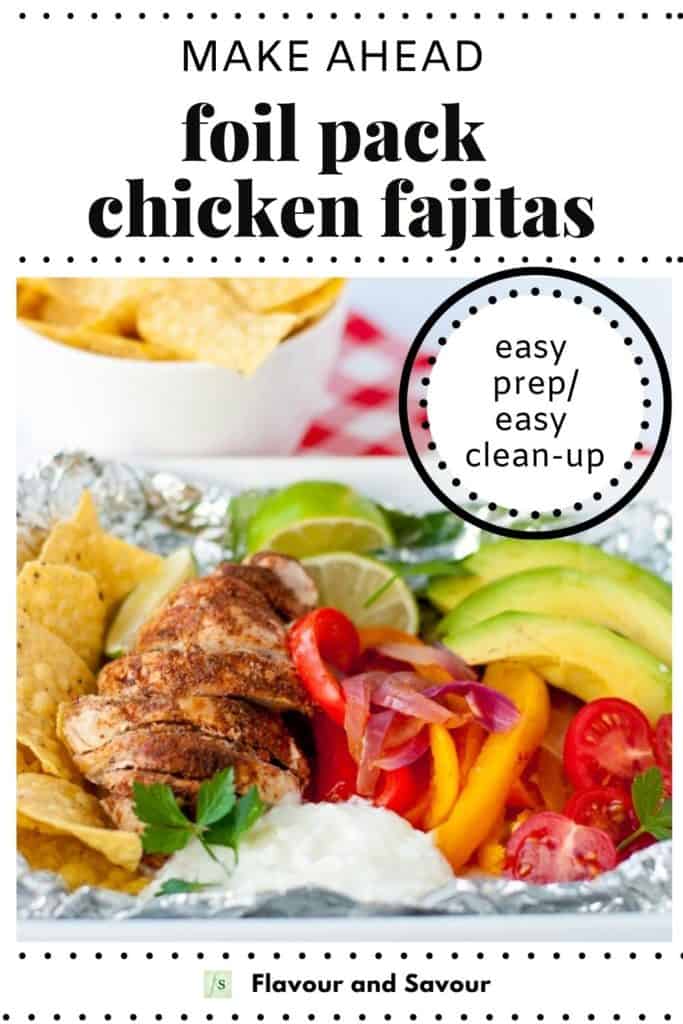 Chicken Fajitas in Foil Packets image and text