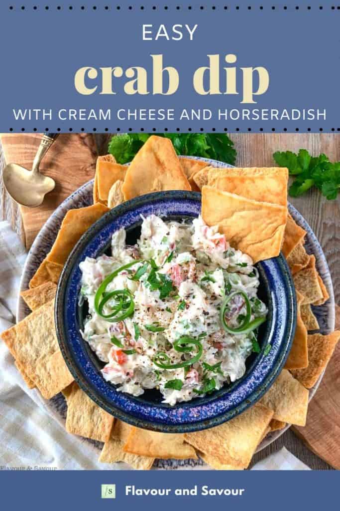 Image and text for easy Crab Dip with cream cheese and horseradish